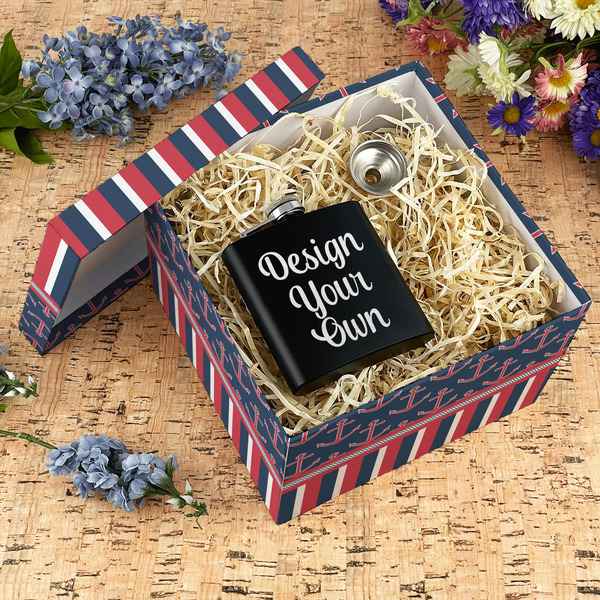 Nautical Anchors & Stripes Gift Boxes with Lid - Canvas Wrapped - X-Large - In Context