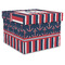 Nautical Anchors & Stripes Gift Box with Lid - Canvas Wrapped - XX-Large (Personalized)