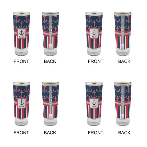 Nautical Anchors & Stripes Glass Shot Glass - 2 oz - Set of 4 - APPROVAL