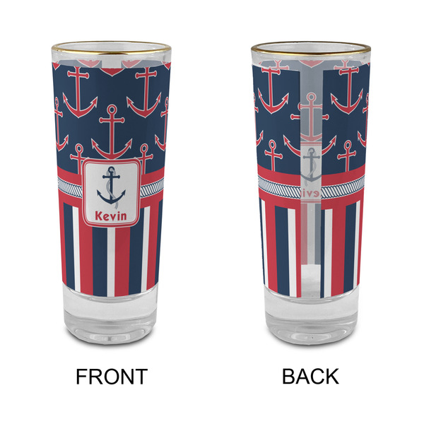 Nautical Anchors & Stripes Glass Shot Glass - 2 oz - Single - APPROVAL
