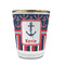 Nautical Anchors & Stripes Glass Shot Glass - With gold rim - FRONT