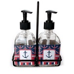Nautical Anchors & Stripes Glass Soap & Lotion Bottles (Personalized)