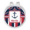 Nautical Anchors & Stripes Golf Ball Marker - Hat Clip - Silver