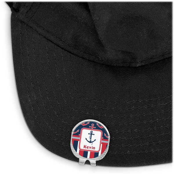 Nautical Anchors & Stripes Golf Ball Marker Hat Clip - Main