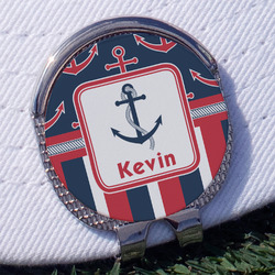 Nautical Anchors & Stripes Golf Ball Marker - Hat Clip
