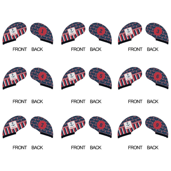 Nautical Anchors & Stripes Golf Club Covers - APPROVAL (set of 9)