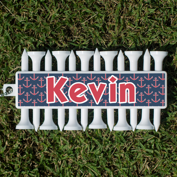 Custom Nautical Anchors & Stripes Golf Tees & Ball Markers Set (Personalized)