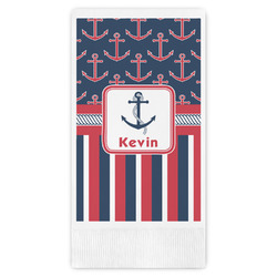 Nautical Anchors & Stripes Guest Towels - Full Color (Personalized)