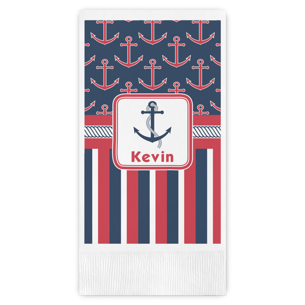 Custom Nautical Anchors & Stripes Guest Paper Towels - Full Color (Personalized)