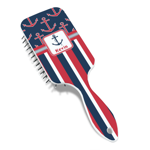 Nautical Anchors & Stripes Hair Brush - Angle View