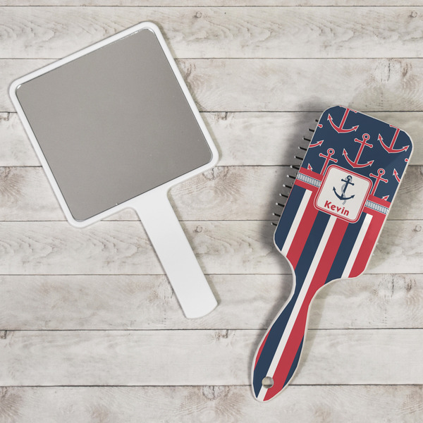 Nautical Anchors & Stripes Hair Brush - In Context