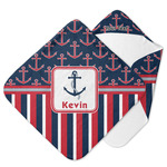 Nautical Anchors & Stripes Hooded Baby Towel (Personalized)