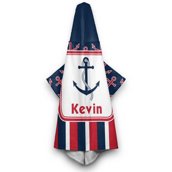 Nautical Anchors & Stripes Hooded Towel - Hanging