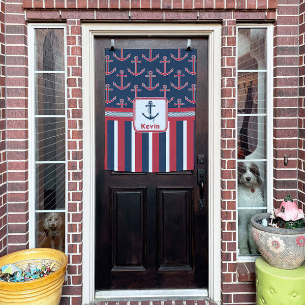 Nautical Anchors & Stripes House Flags - Double Sided - (Over the door) LIFESTYLE