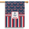 Nautical Anchors & Stripes 28" House Flag (Personalized)