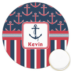 Nautical Anchors & Stripes Printed Cookie Topper - 3.25" (Personalized)