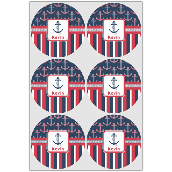 Nautical Anchors & Stripes Icing Circle - Large - Set of 6