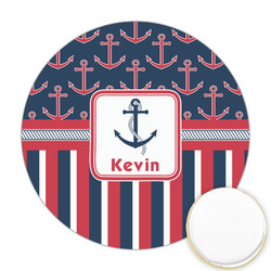 Nautical Anchors & Stripes Printed Cookie Topper - 2.5" (Personalized)