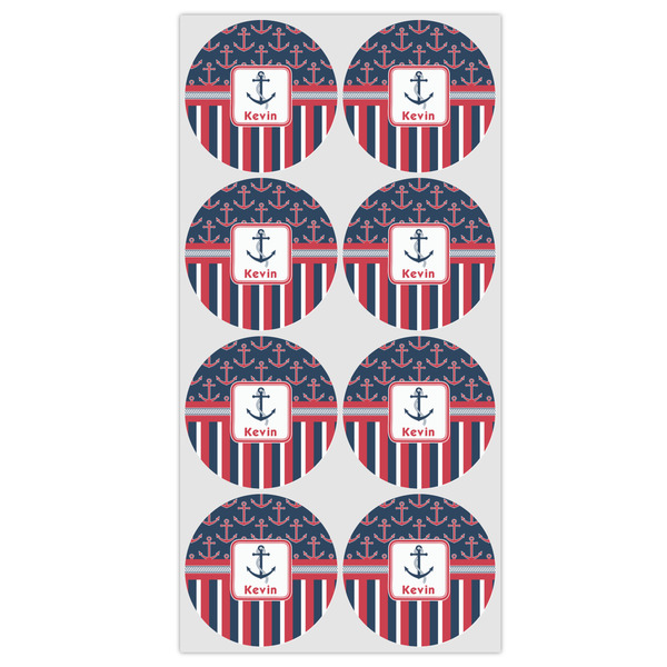 Nautical Anchors & Stripes Icing Circle - Medium - Set of 8