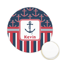 Nautical Anchors & Stripes Printed Cookie Topper - 2.15" (Personalized)