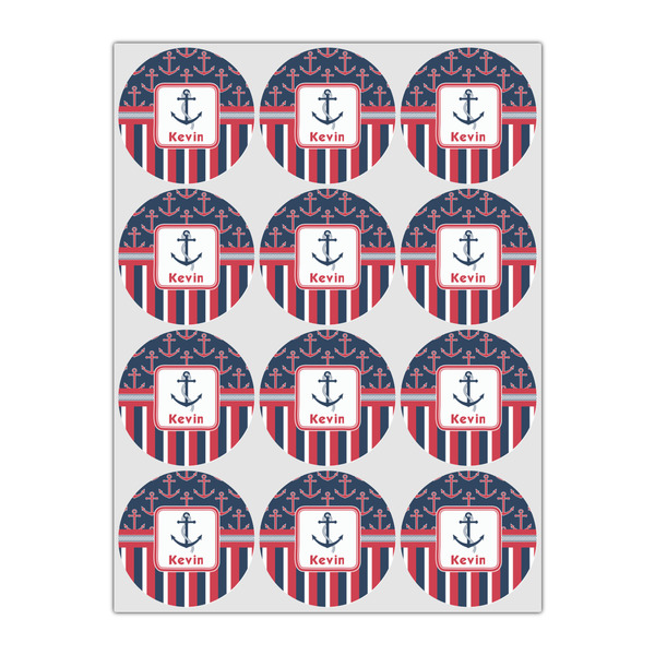 Nautical Anchors & Stripes Icing Circle - Small - Set of 12