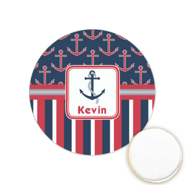 Custom Nautical Anchors & Stripes Printed Cookie Topper - 1.25" (Personalized)