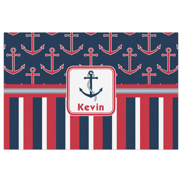 Nautical Anchors & Stripes Indoor / Outdoor Rug - 2'x3' - Front Flat