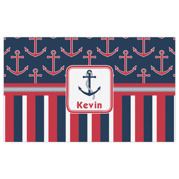 Nautical Anchors & Stripes Indoor / Outdoor Rug - 3'x5' - Front Flat