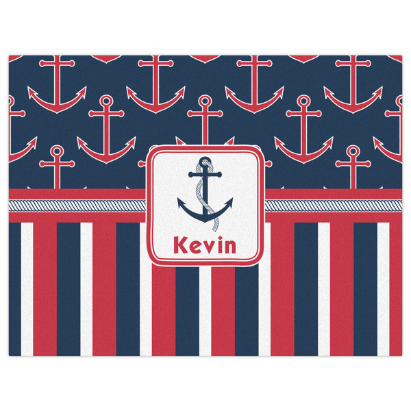 Nautical Anchors & Stripes Indoor / Outdoor Rug - 6'x8' - Front Flat