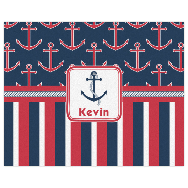 Nautical Anchors & Stripes Indoor / Outdoor Rug - 8'x10' - Front Flat