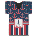 Nautical Anchors & Stripes Jersey Bottle Cooler (Personalized)