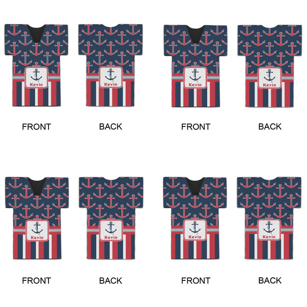 Nautical Anchors & Stripes Jersey Bottle Cooler - Set of 4 - APPROVAL