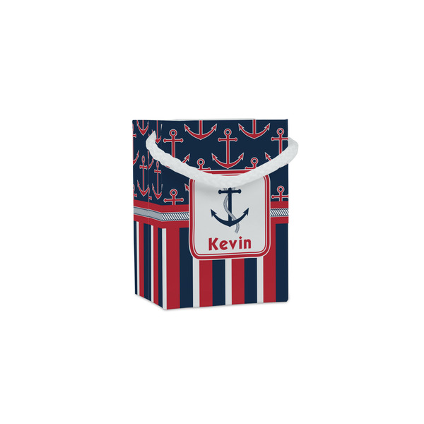 Custom Nautical Anchors & Stripes Jewelry Gift Bags - Gloss (Personalized)