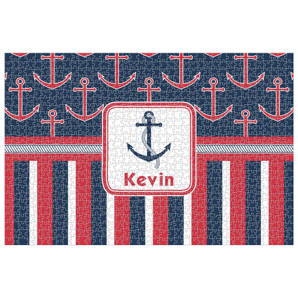 Custom Nautical Anchors & Stripes 1014 pc Jigsaw Puzzle (Personalized)