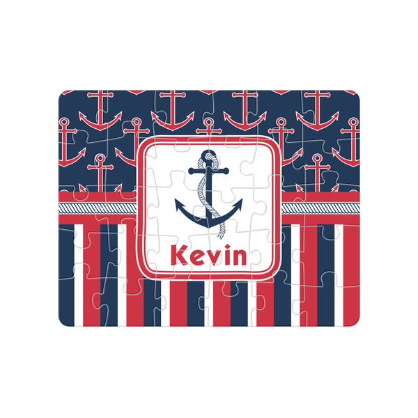 Custom Nautical Anchors & Stripes 30 pc Jigsaw Puzzle (Personalized)