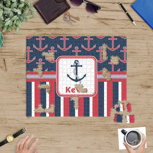 Nautical Anchors & Stripes Jigsaw Puzzle 500 Piece - In Context