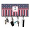 Nautical Anchors & Stripes Key Hanger w/ 4 Hooks & Keys