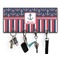 Nautical Anchors & Stripes Key Hanger w/ 4 Hooks w/ Graphics and Text