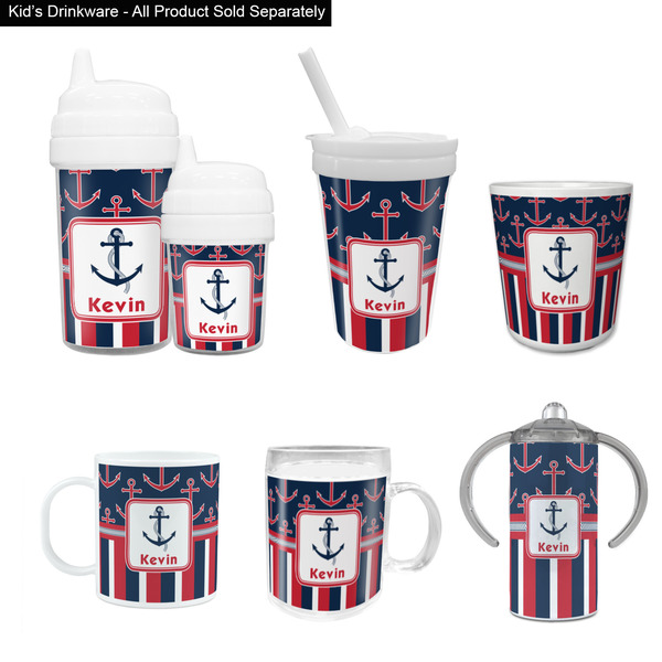 Nautical Anchors & Stripes Kid's Drinkware - Customized & Personalized