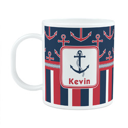 Nautical Anchors & Stripes Plastic Kids Mug (Personalized)