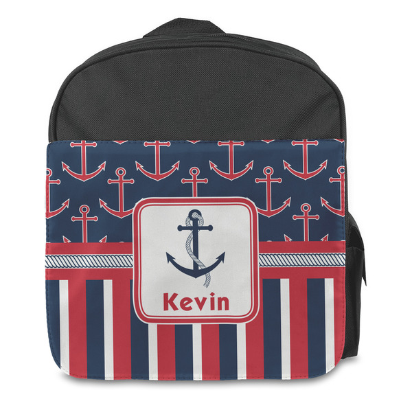 Nautical Anchors & Stripes Kids Backpack - Front