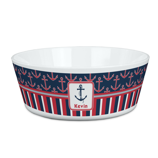 Custom Nautical Anchors & Stripes Kid's Bowl (Personalized)