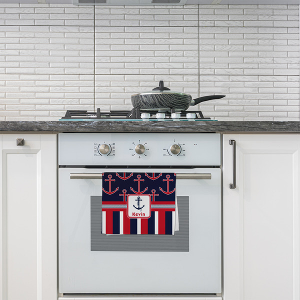 Nautical Anchors & Stripes Kitchen Towel - Poly Cotton - Lifestyle