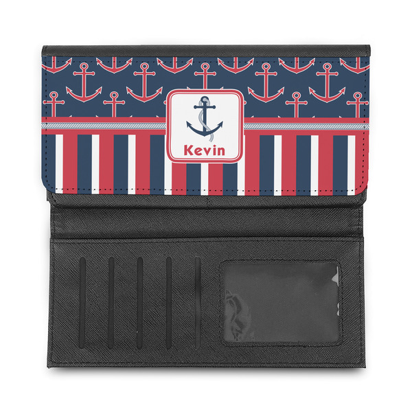 Nautical Anchors & Stripes Ladies Wallet - Half Way Open
