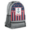 Nautical Anchors & Stripes Large Backpack - Gray - Angled View