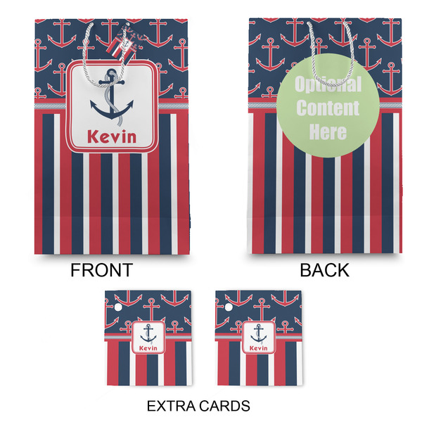 Nautical Anchors & Stripes Large Gift Bag - Approval