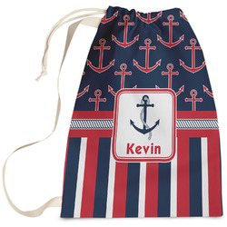 Nautical Anchors & Stripes Laundry Bag - Large (Personalized)