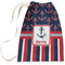 Nautical Anchors & Stripes Large Laundry Bag - Front View