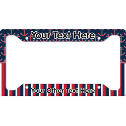 Nautical Anchors & Stripes License Plate Frame - Style A (Personalized)