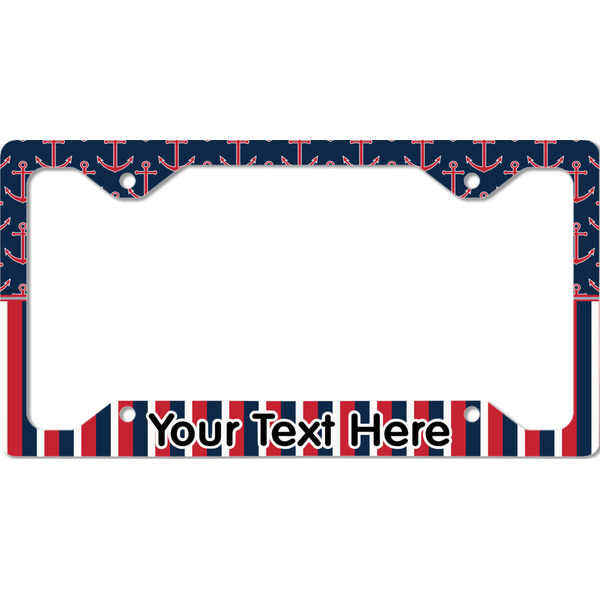 Custom Nautical Anchors & Stripes License Plate Frame - Style C (Personalized)